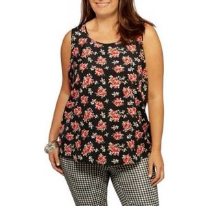 Floral print, black plus size top 4x women’s